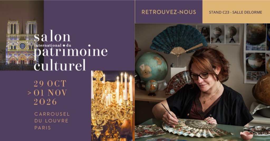 Yolaine Voltz au salon international du patrimoine culturel Yolaine Voltz au Salon International du Patrimoine Culturel 2026, stand C23 au Carrousel du Louvre à Paris